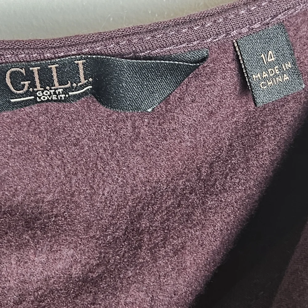 G.I.L.I. (Got It Love It) Women Wine Runched Slimming Dress Size 14 - Picture 7 of 12